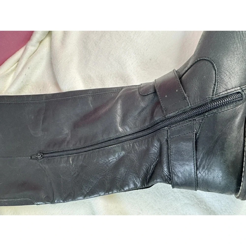 REMONTE Tall Riding Boots Sz 40 US 9 Black Leather Fleece Lined Knee High EUC